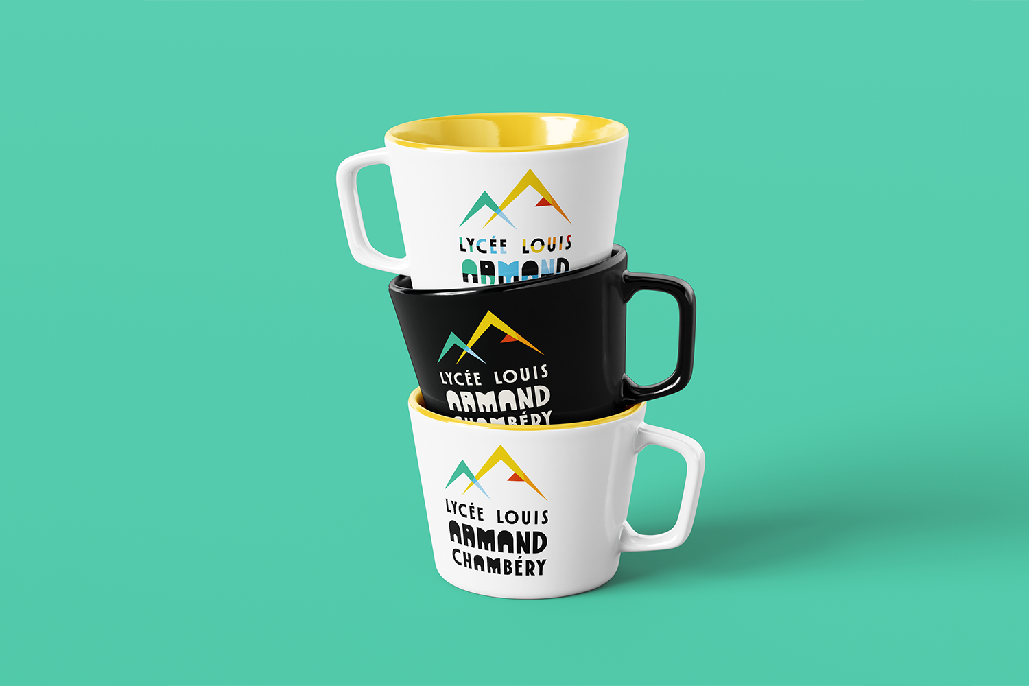 Déclinaison du signe graphique sur des mugs