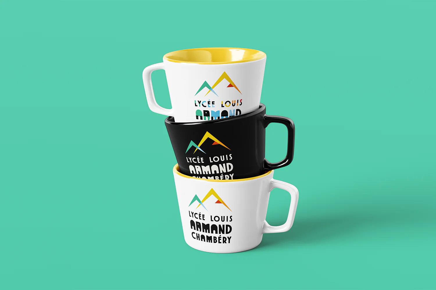Déclinaison du signe graphique sur des mugs